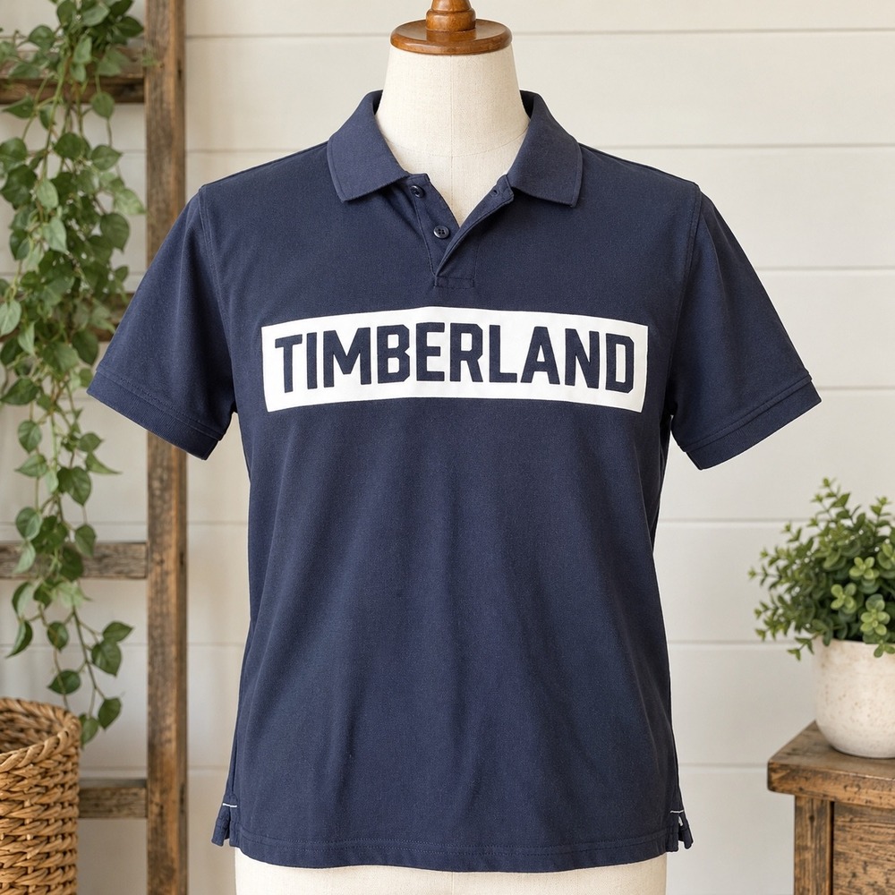 Timberland Mens Navy Blue Short Sleeve Logo Pique Polo Shirt Regular Fit XL